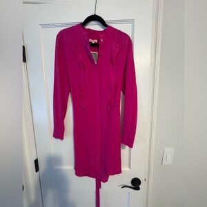 Juicy Couture Fuchsia Long-Sleeve Ruffle-Front Dress *NWT*